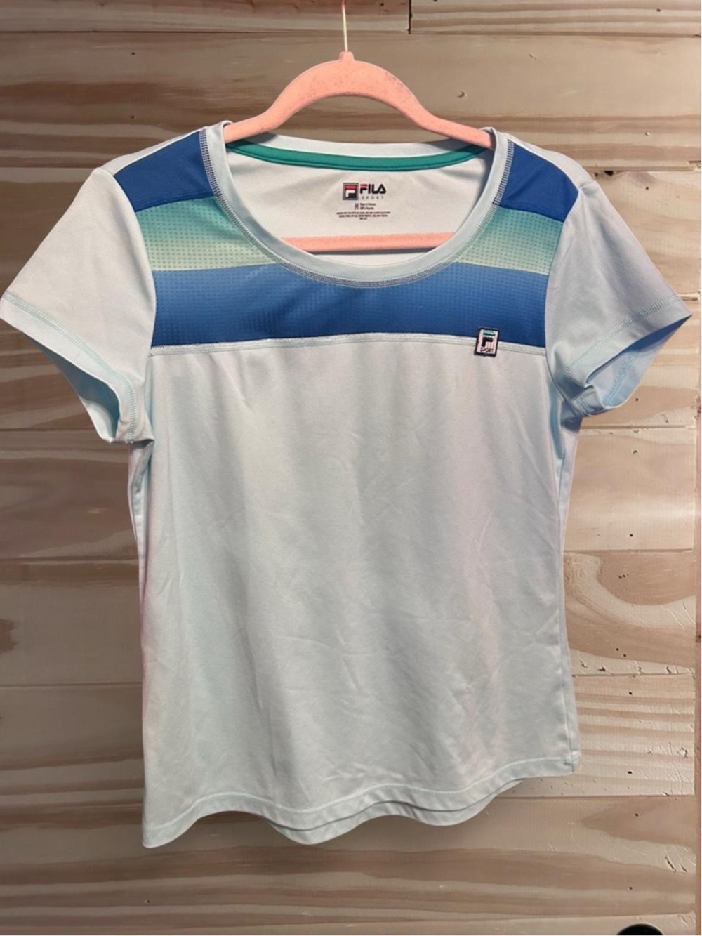 FILA SPORT brand women's athletic t-shirt size M in light blue